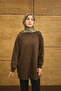 Women's Crew Neck Shoulder Stone Detail Regular Viscose Tunic Brown - 3