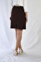 High Waist Woven Fabric Knee-Length Brown A-Line Skirt - 6