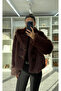 Brown Faux Fur Coat - 9679 - 5