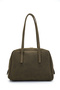 Suede Rocky Women's Shoulder Bag Khaki with Front Pocket Detail - 3