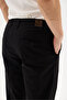 Black Gabardine Washed 100% Cotton Lycra Pocketed Belted Chino Men's Trousers - 3