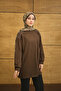 Women's Crew Neck Shoulder Stone Detail Regular Viscose Tunic Brown - 4