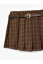 Mini Plaid Skirt with Belt and Pleated Detail - 6
