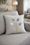Embroidered Tulip Applique 2-Piece Throw Pillow Cover Cream Color - 2