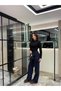 Women's Navy Blue Palazzo Pants High Waist, Wide Leg, Casual@Office Chic Myth010001 - 2