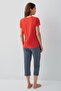Women's Capri Pajama Set – 50% Cotton 50% Modal, Short Sleeve Top, Patterned Bottom - 4