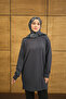 Women's Crew Neck Shoulder Stone Detail Regular Viscose Tunic Anthracite