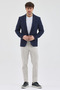 Sepica Men's Light Navy Blue Polyviscon Fabric Mono Collar Slim Fit Sports Blazer Jacket - 3
