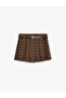 Mini Plaid Skirt with Belt and Pleated Detail - 4