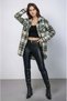 Women's Patterned Color-Block Flannel Oversized Wide-Fit Casual Pocketed Hooded Long-Length Shirt Jacket - 2