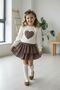 My Little One's Heart Patterned Girl's Set with Leopard Skirt - Brown - 2