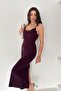 V-Neck Strappy Lace Detailed Slit Midi Dress - 4