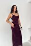 V-Neck Strappy Lace Detailed Slit Midi Dress - 3
