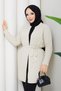 Women's Tok Straw Knitted Belted Knitwear Cardigan