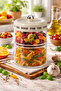 Two-Compartment Glass Storage Jar 8 X 20 cm – 750 ml + 600 Ml, with Acacia Lid - 5