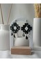 Black Ultra Light Ethnic Natural Stone Dangle Bohemian Textured Handmade Special Design Polymer Clay Earrings