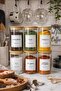 Glass 6-Piece Spice Jar Set with Bamboo Lids 250 ml Spice Set with Spoon and Label
