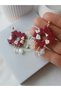 Burgundy Ultra Light Ethnic Natural Stone Dangle Bohemian Textured Handmade Special Design Polymer Clay Earrings - 4