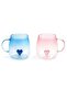 Special Valentine's Day Set of 2 Glass Mugs with Heart Figures – 250 ml Romantic Gift Cups - 3