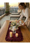 Natural Look Special Design Ruffled Linen Runner Burgundy Gala Series (Burgundy) - 3