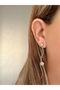 Women's Steel Wave Dangle Gold Zircon Earrings - 4