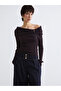 Brown Boat Neck Women's Knitwear Sweater - 3