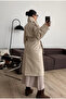 Beige Thick Lined Belted Leather Trench - Cold and Wind Resistant - 3
