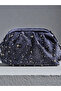Women's Velvet Evening Bag with Sprinkled Stones - 2