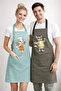 Kitchen Apron Set of 2 Stain Resistant Water Repellent Fabric Colorfast Print Chef Cats Couple Kitchen Apron - 2