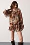 Ethnic Patterned Women's Mini Dress with Tie Detail at the Neck 35542