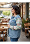 Patterned Panelled Women's Denim (Jeans) Jacket - 2