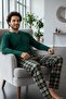Green Stylish Men's Long Sleeve Pajama Set - 2