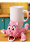 Animal Figured Movable Print Coaster |   Cat Design with Open Paws and Mouth - Pink