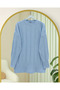 Half-Throated Stripe Patterned Soft Knitwear Sweater - Baby Blue - 3