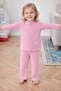 Girl's Floral Detailed Ribbed Fabric Top and Bottom 2-Piece Set Nursery Casual Set