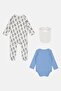 Baby Toddlers Boy 3 Pieces Graphic Print Long Sleeve Bodysuit With Bib Set, Multicolor - 3