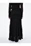 Slim Fit Stitching Detailed Midi Lace Skirt - 4