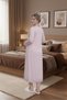 Women's Dusty Rose Lace Button Detailed Special Design Long Sleeve Maternity Nightgown - 4