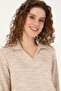 Women's Cream Polo Collar Sweatshirt 50309326-Vr256 - 2