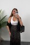 Bitter Brown Lace Detailed Polka Dot Maxi Satin Dress - 7085 - 2