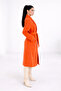 Double-Breasted Women's Orange Coat with Collar and Belt - 2