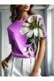 Floral Print Women's T-Shirt – Short Sleeve, Crew Neck, Relaxed Fit
