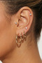 Gold 3 Double Hoop and 6 Zircon Stone Earring Set - 2