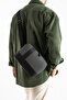 Canvas Faux Leather Crossbody Tablet Bag with Internal Organizer and Adjustable Strap Unisex - 3