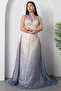فستان تول بياقة على شكل حرف V 5080 - 3