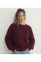 Burgundy Crew Neck Oversized Women's Knitwear Knitted Sweater