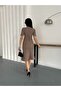 Women's Mink Belt Detailed Thessaloniki Fabric Dress - 8