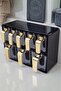 Eight-Piece Spice Rack Set with Gold Handles and Black Lid - 2