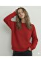 Red Crew Neck Oversized Women's Knitwear Knitted Sweater