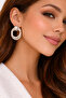 Steel Earrings with Interlocking Ring Design |   Silver Color Modern and Stylish Women's Earrings - 4